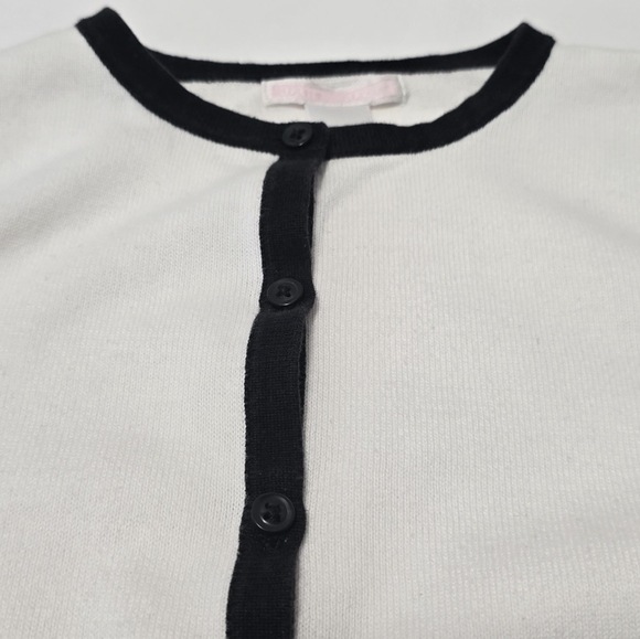 Janie and Jack Cotton White Cardigan with Black Bow Accents - Picture 4 of 11